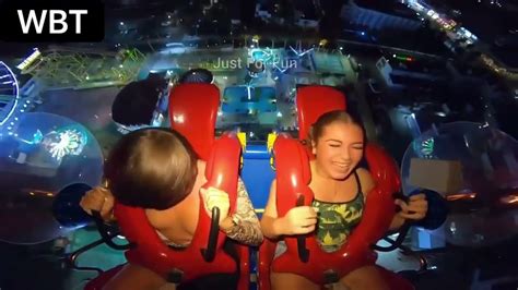 boob slip on slingshot ride|SLINGSHOT RIDE MADNESS (THEY POP OUT!!)